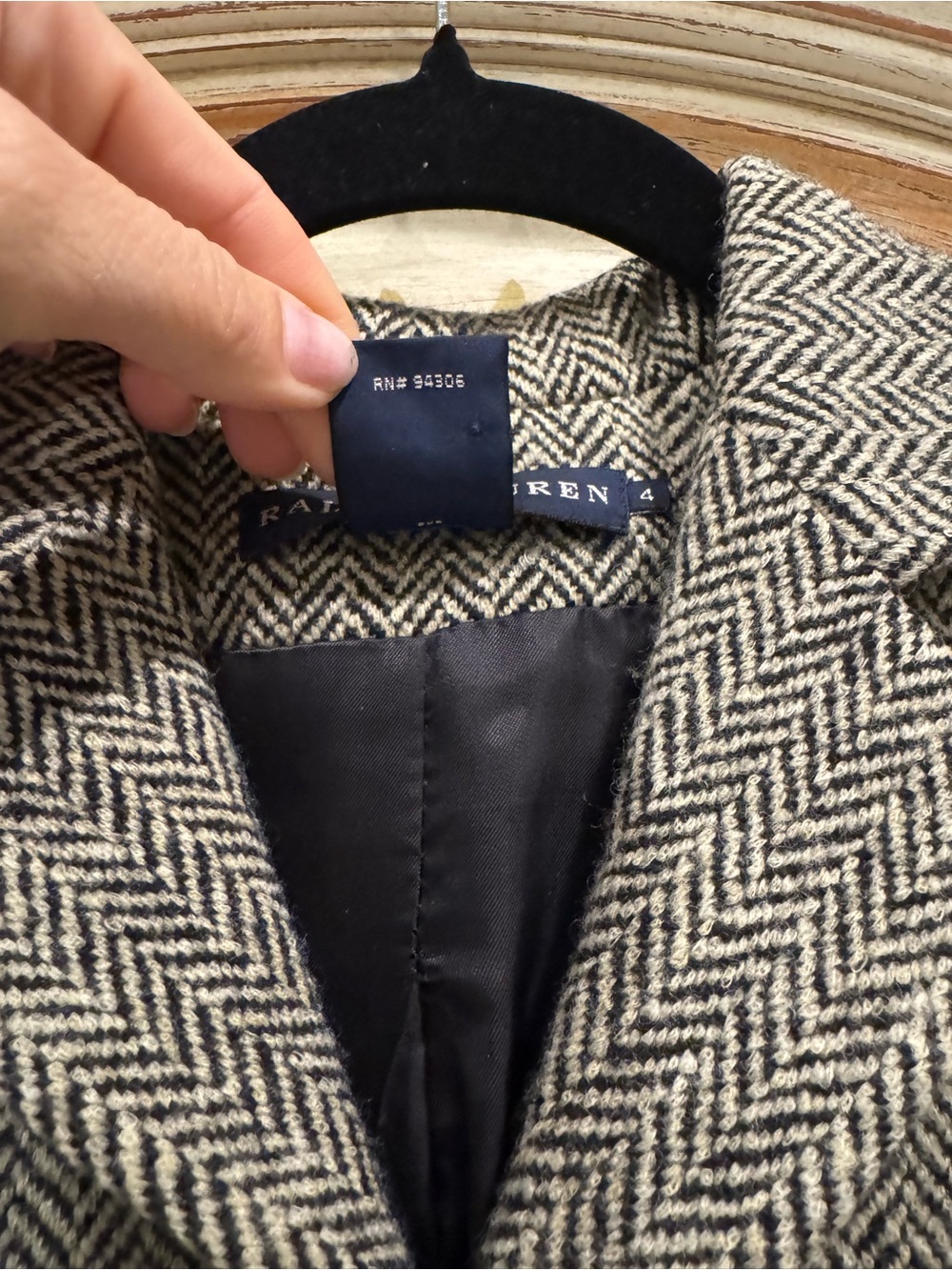 Ralph Lauren Blue Label Herringbone Wool Cashmere Blazer Sz 4 - Picture 4 of 9